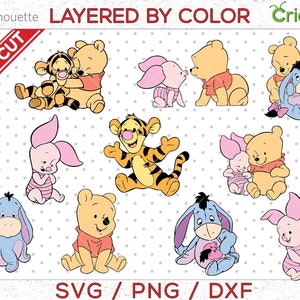 Baby Winnie the Pooh in formato SVG / Baby Winnie / Baby Ih-Oh / Baby Maialino / Baby Tigro / Winnie the Pooh in formato SVG PNG DXF bundle