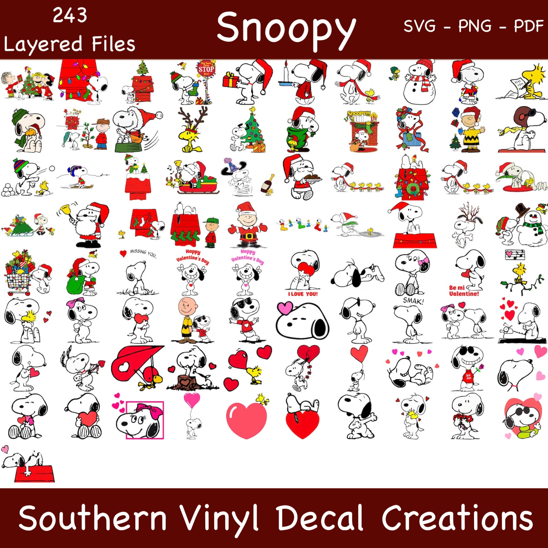 3P4 x Peanuts® Valentine Sticker- Snoopy Enamored