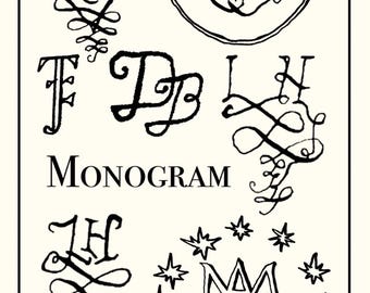 Handgetekende custom monogram kunstenaar
