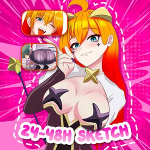 Custom Anime Character Illustration – Full Body, Headshot, Background