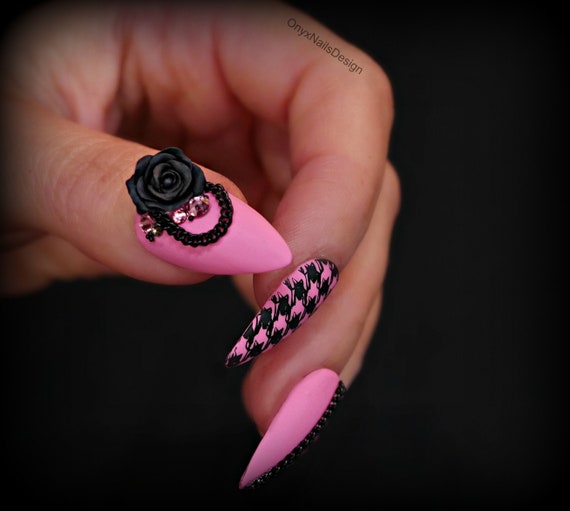 Pinup Style Halloween Nails Pinup Girl Fashion Black And Etsy