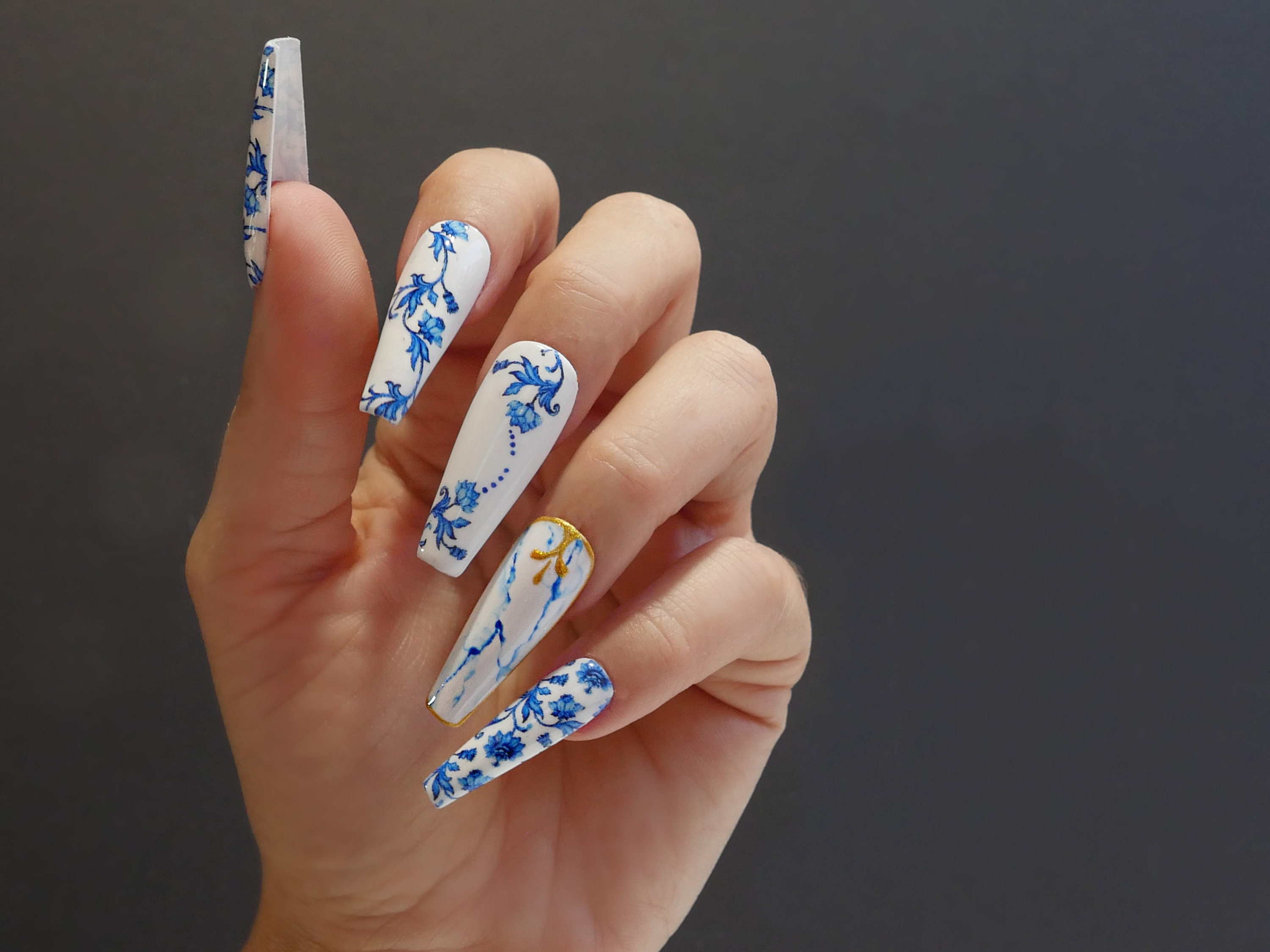 Press on Nails Delft Porcelain Blue and White China Pattern - Etsy