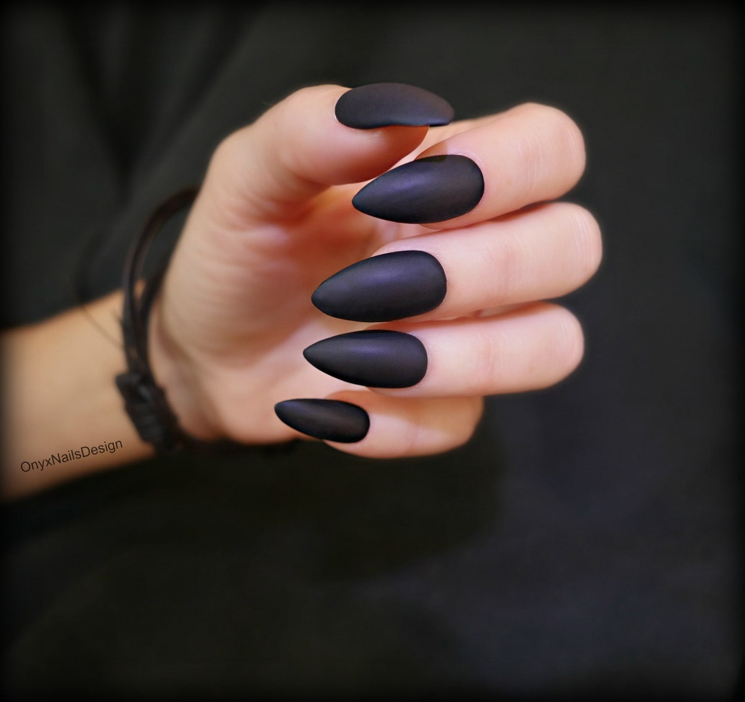 Press on Nails, Halloween Nails, Black Short Nails, Gothic Nails Short ...