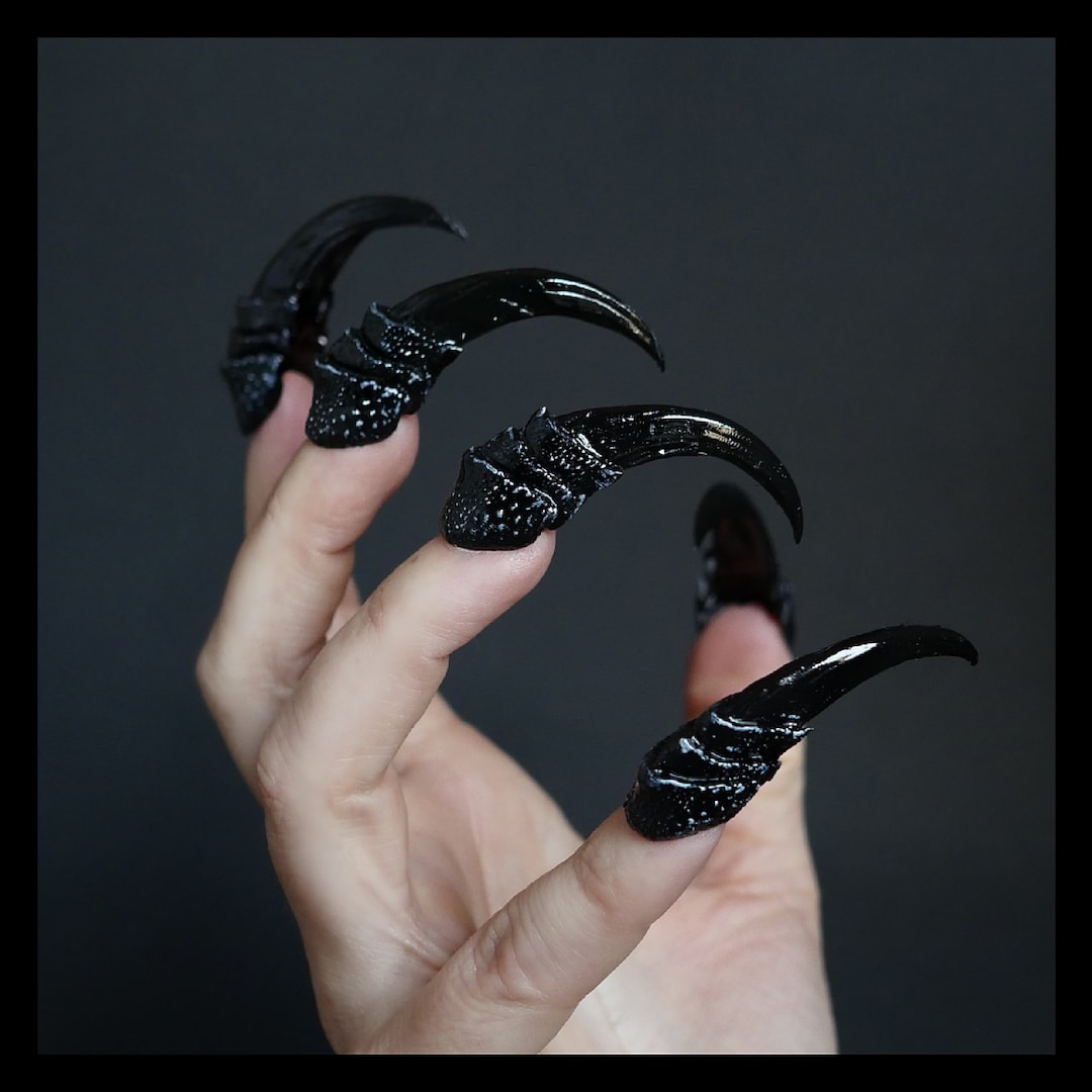 Raven Talon Special-effects Press-on Nails. Reusable False Costume Nails.  Halloween Cosplay Claws. Fantasy SFX Witch Nails. Spooky - Etsy