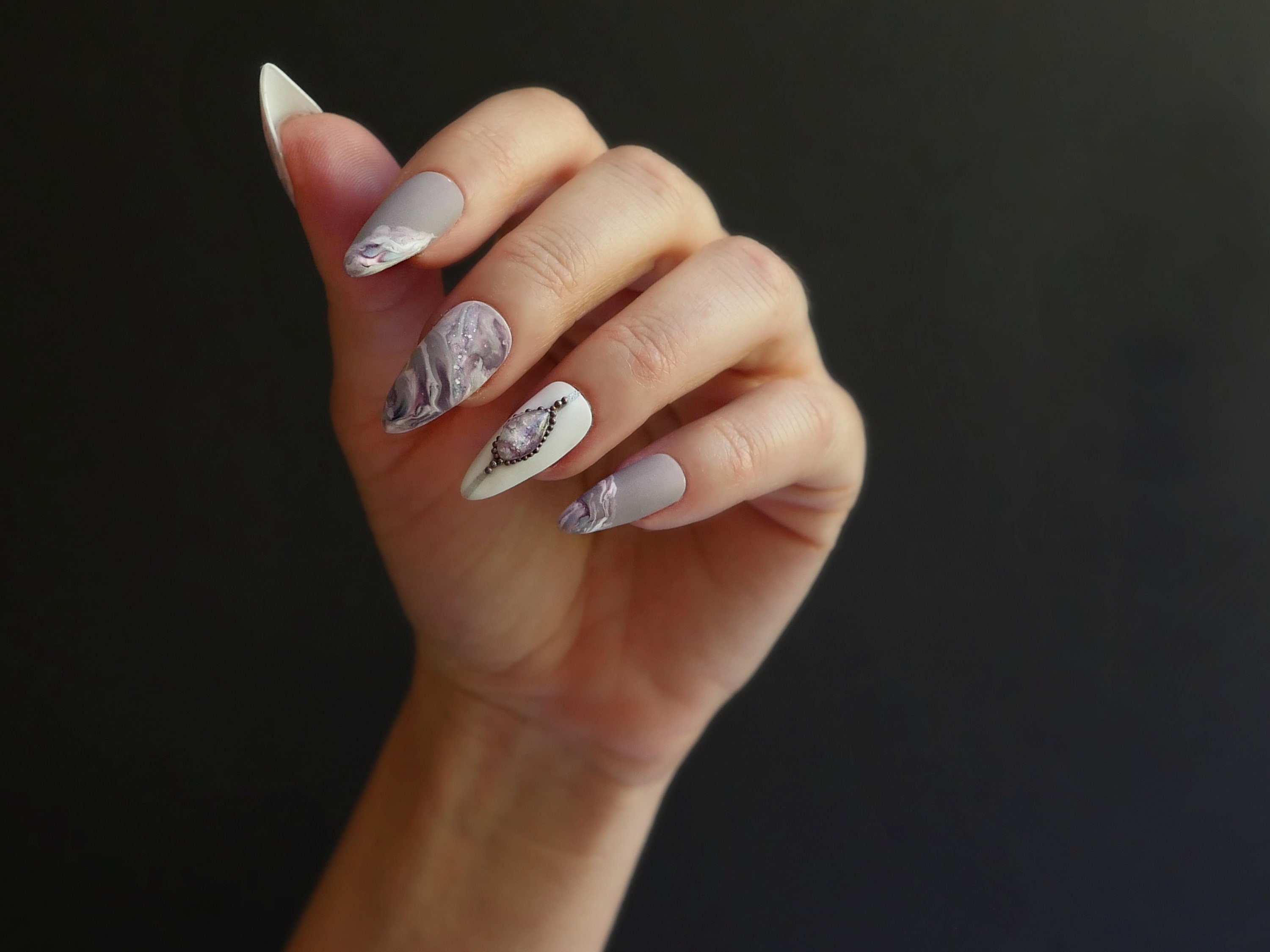 Matte Stick on Nails False Nail Set Almond Nails Any Size Hand | Etsy