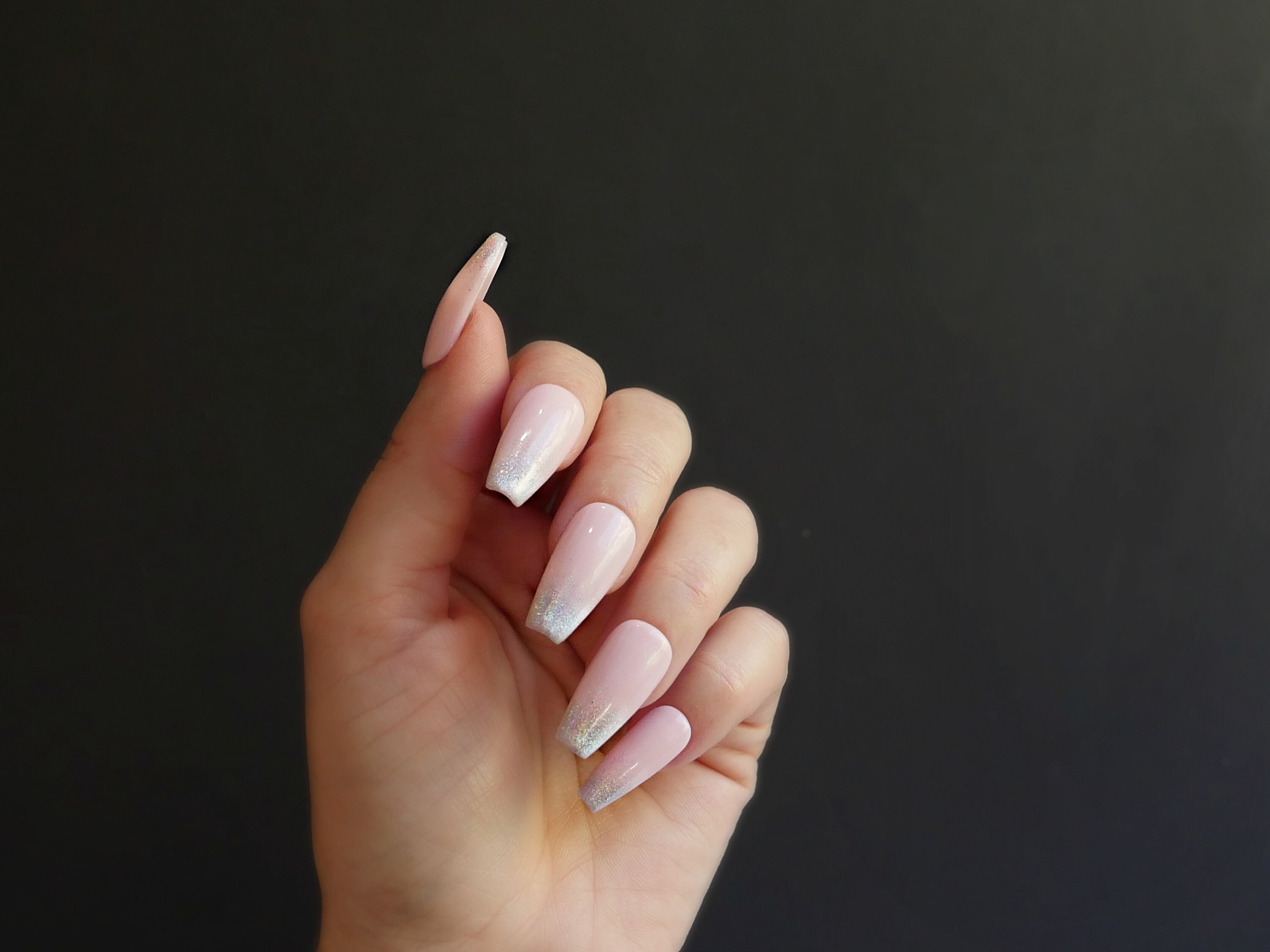 Press On Nails Holographic French Ombre Pink Unique Gift For Etsy