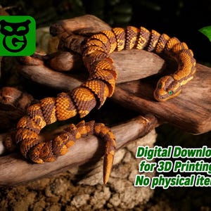 Serpiente flexible de pitón – Archivos STL y 3MF pintados multicolor – Archivos de impresión 3D articulados, descarga digital