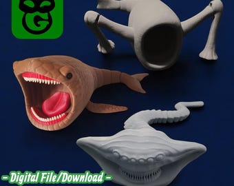 Bloop Vs El Gran Maja - Set Di 2 Fidget Toys Flessibili Stampati In 3D, Creature Marine