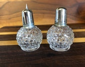 Vintage 1950s Small Round Hobnail Salt Pepper Shakers
