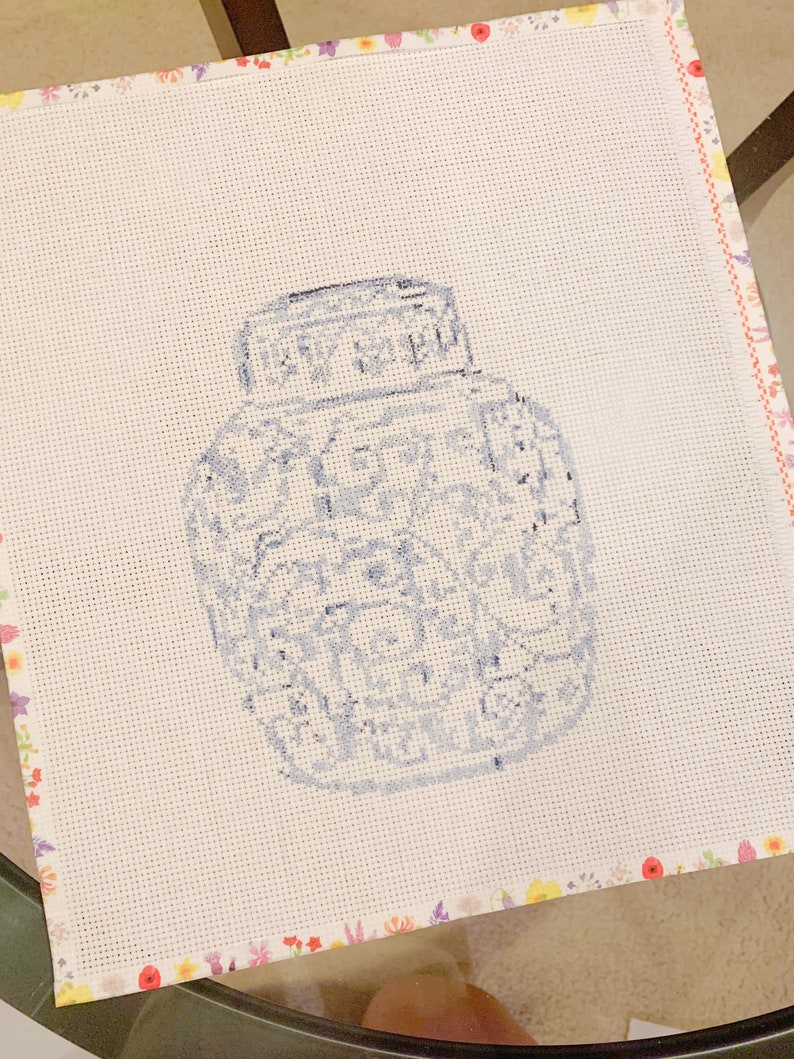 Customizable Blue and White Ginger Jar Needlepoint Canvas Kit Etsy