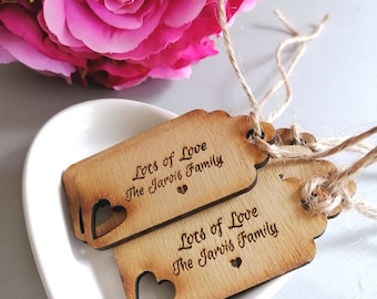 Engraved Personalised Wooden Gift Tags, Twine Included