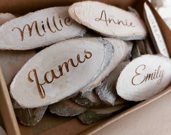 Engraved Wood Slice: Rustic Wedding Table Number, Personalised Name
