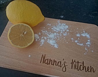 Personalised Engraved Wooden Chopping Board, Nanny's Kitchen