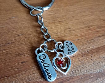 Law of Attraction Keyring: Gratitude Manifestation Gift with Heart Charms