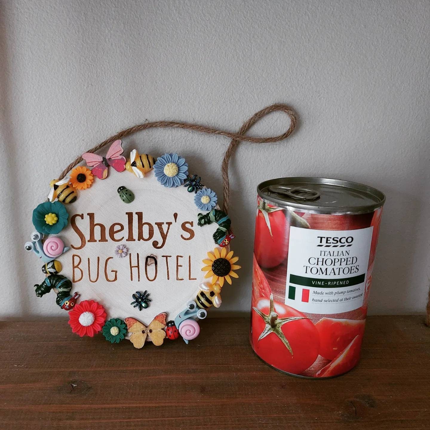 Personalised Room Name Logs Engraved Craft Room Plaque with Buttons Wooden Log Sign Hung with Twine Customised to your Words!