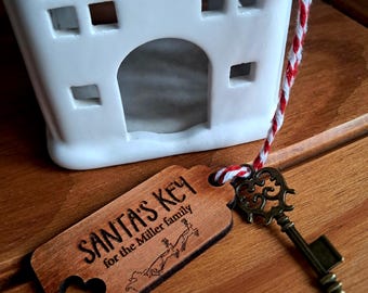Santa Magic Key with Engraved Tag for Father Christmas Believers!