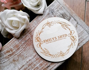 Engraved Wooden Logo Discs, Custom Business Advertisement Props (7.6cm)