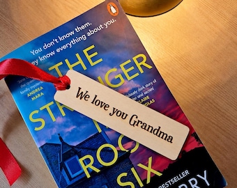 Engraved personalised wooden bookmark grandparents gift 12cm x 3.2cm