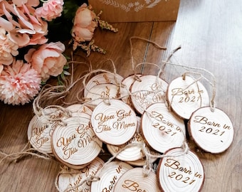 Engraved Wood Slice Ornament: Rustic Wedding Table Decoration