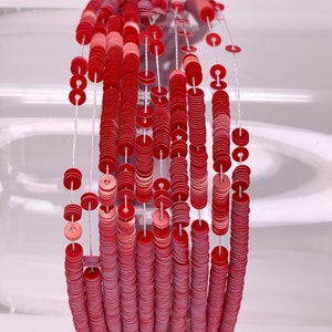 French Round Flat 3 mm Sequins, Porcelaine Bright Red, No. 6506, Luneville Tambour Embroidery pailettes, Paris, Langlois-Martin