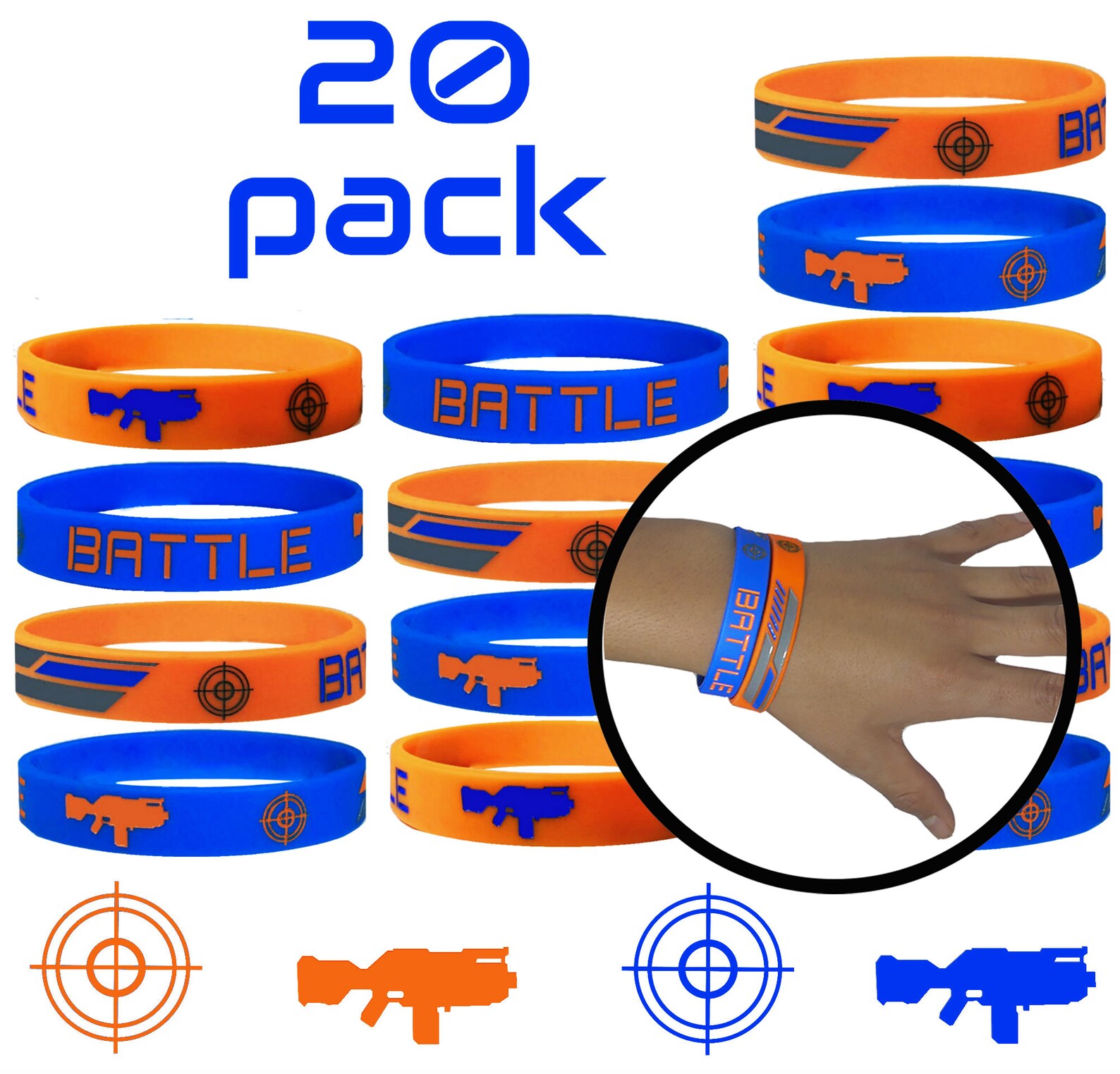 20 Pc NERF THEME PARTY Wristbands Party Favors / Gifts / Etsy