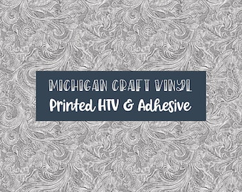 Tooled Leather - Gray - Printed HTV / Printed HTV Vinyl /Printed 651 Outdoor Vinyl / Printed HTV/Printed Heat Transfer Vinyl /  Htv