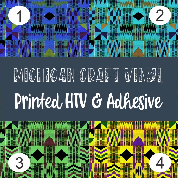 Africa Bright Colors African Kente Cloth Patterns / Printed Permanent Outdoor Vinyl / Printed HTV / Custom Printed Vinyl / Best Seller