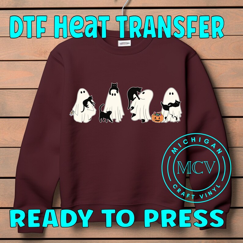 DTF Transfers Halloween / DTF Transfers Dtf Prints Transfer Ready Press Cute Ghost Lovers DTF Heat Transfers Ghost Cat Shirt Transfers H25 bild 6