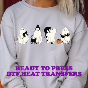 DTF Transfers Halloween / DTF Transfers Dtf Prints Transfer Ready Press Cute Ghost Lovers DTF Heat Transfers Ghost Cat Shirt Transfers H25 bild 3