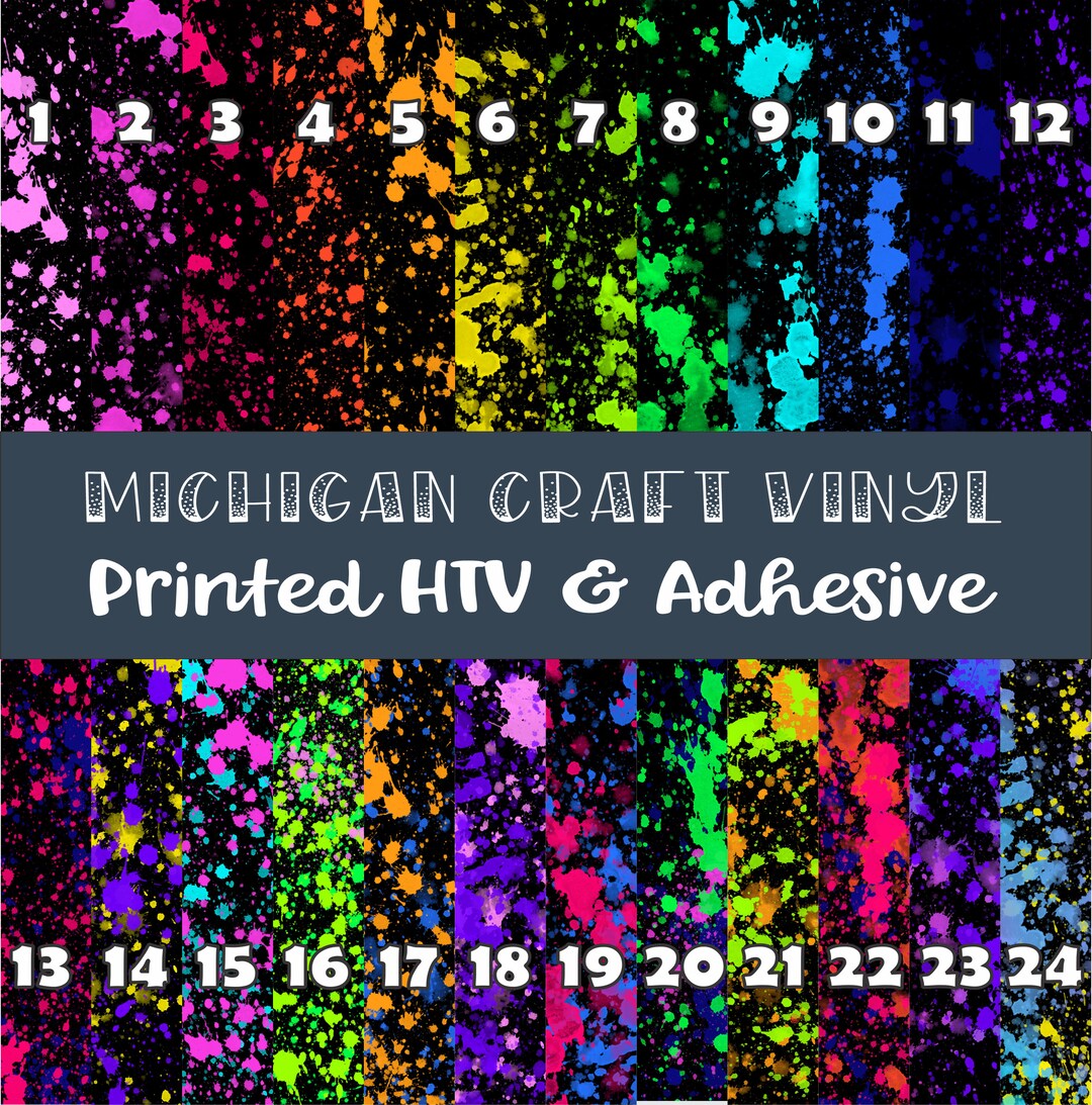 NEON Paint Splatters Printed Htv / Printed HTV Vinyl /printed 651