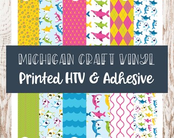 Baby Sharks Prints Patterned Vinyl - Printed 651 Vinyl/Printed Vinyl/Printed Outdoor Vinyl/Printed HTV/Printed Heat Transfer Vinyl