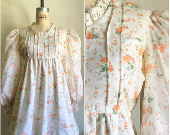 1960s Floral Gauzy Mini Dress | XS/S
