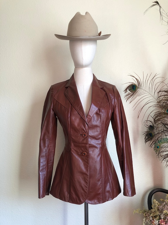 70s Wilson’s Leather Fitted Cognac Jacket | S - image 9