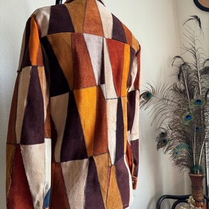 Rare 1970s Vintage Suede Leather Patchwork Jacket | S imagem 7