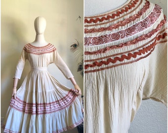 1950s American Western Wear Patio Skirt Set | XS