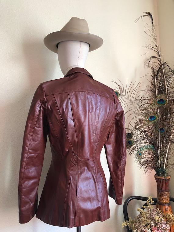 70s Wilson’s Leather Fitted Cognac Jacket | S - image 6