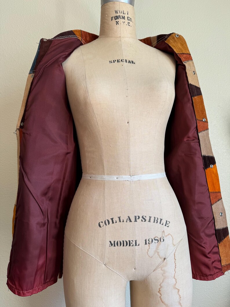 Rare 1970s Vintage Suede Leather Patchwork Jacket | S imagem 9