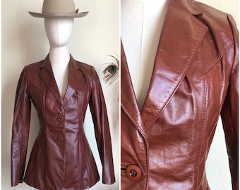 70s Wilson’s Leather Fitted Cognac Jacket | S