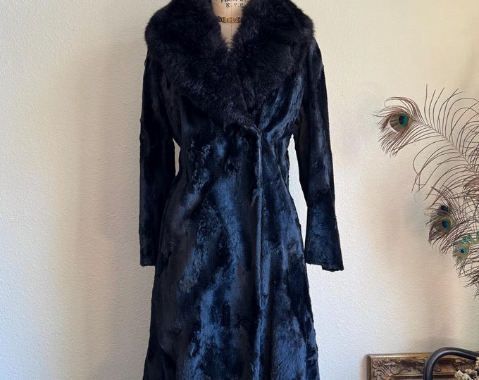 Featured listing image: Rare and Luxurious Vintage 1960s Black Sheepskin Fur Princess Coat * Penny Lane Coat * | S