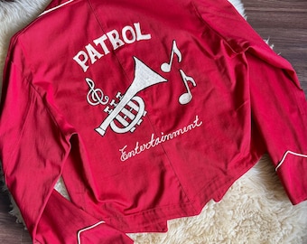 Vintage Red Chainstitch Marching Band Jacket | L/XL