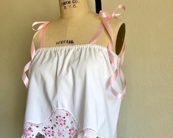 Lovey Dovies Handmade Heirloom Pillowcase Top w/ Crochet | S/M