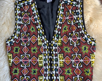 Vintage Southwestern Beaded Vest | M