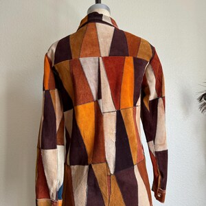Rare 1970s Vintage Suede Leather Patchwork Jacket | S imagem 3