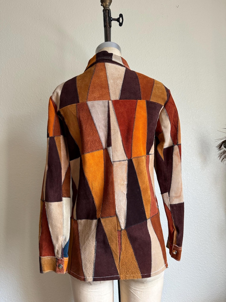 Rare 1970s Vintage Suede Leather Patchwork Jacket | S imagem 3