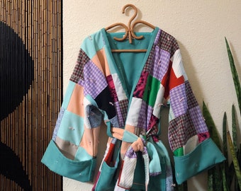 LD Poly Patchwork Kimono Quilt Coat | S/M/L