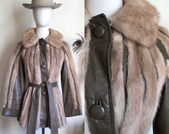 Vintage 1960s Koslow’s Leather & Mink Fur Coat | S