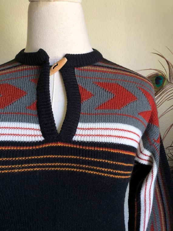 70s Southwest Sweater w/ Bell Sleeves | S - image 2