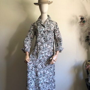 1950s Floral Silk Shift Dress | S