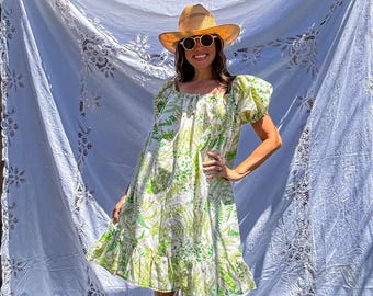 Lovey Dovies Handmade Garden Puff Sleeve Dress | S-M-L