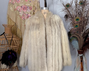 Luxurious Vintage Blue Fox Fur Coat by Saga Fox of Norway | M-L